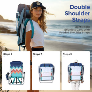 Set of 2 Adjustable Beach Chairs with Cooler Bag
