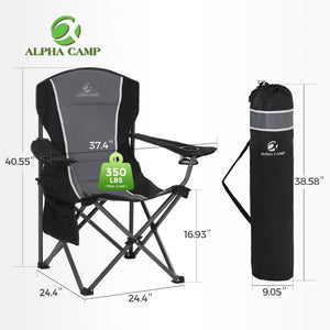 Set of 2 Folding Camping Chairs with Armrests