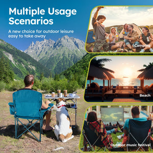Set of 2 Heavy Duty Folding Camping Chairs with Armrests