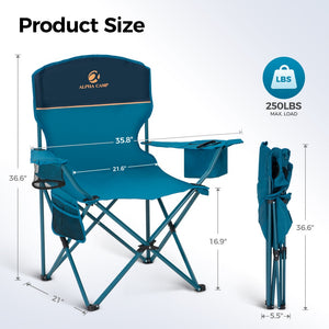 Set of 2 Heavy Duty Folding Camping Chairs with Armrests