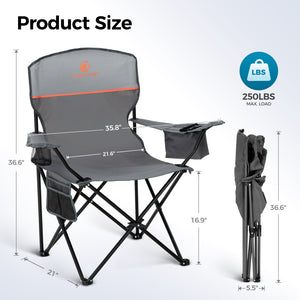 Set of 2 Heavy Duty Folding Camping Chairs with Armrests