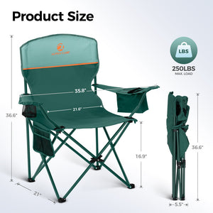 Set of 2 Heavy Duty Folding Camping Chairs with Armrests