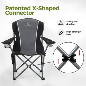 Set of 2 Folding Camping Chairs with Armrests