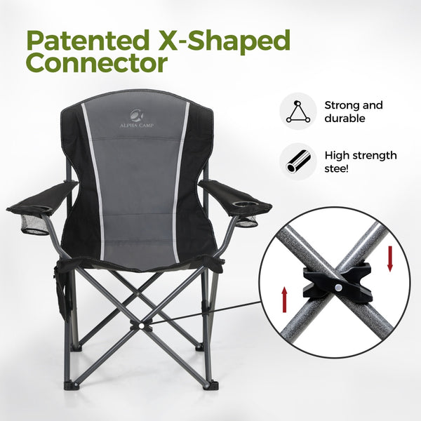 Set of 2 Folding Camping Chairs with Armrests