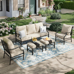 7-Seater Garden Metal Diamond Sofa with Ottomans