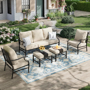 7-Seater Garden Metal Diamond Sofa with Ottomans