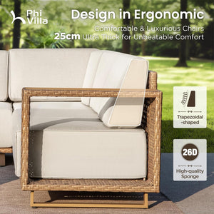 Catalina 6-Seater Modern Patio Sectional Rattan Sofa Set