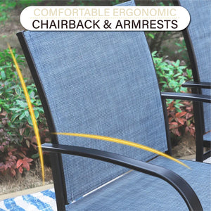 Phi Villa 5 Piece Garden Dining Set with 4 Fixed Textilene Chairs and Table