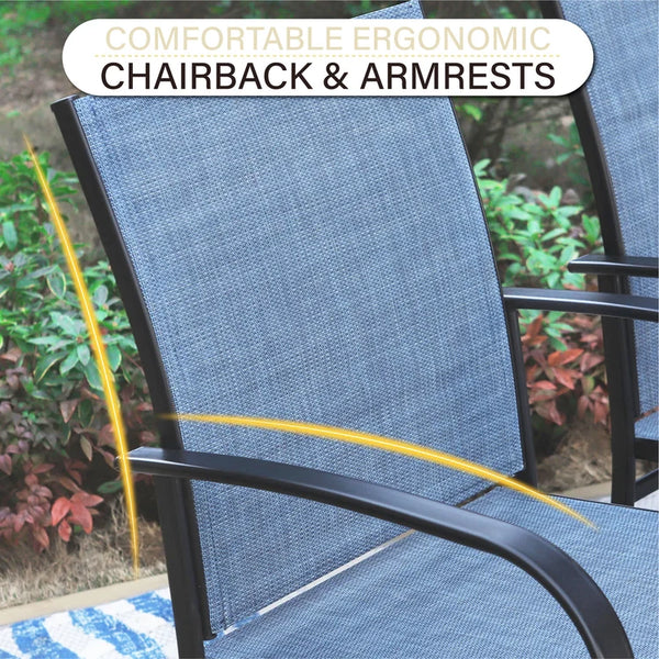 Phi Villa 5 Piece Garden Dining Set with 4 Fixed Textilene Chairs and Table