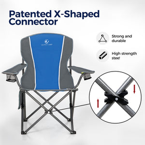 Set of 2 Folding Camping Chairs with Armrests