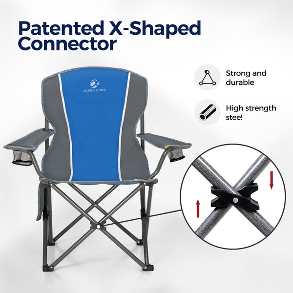 Set of 2 Folding Camping Chairs with Armrests