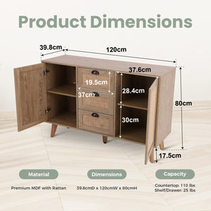 Natural Rattan Storage Cabinet and Chest of Drawers
