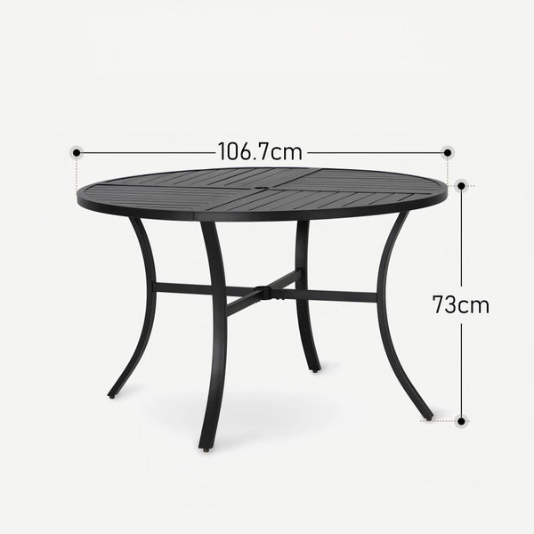 5-Piece Garden Dining Set with Stackable Chairs and Round Table