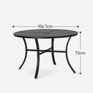 5-Piece Garden Dining Set with Stackable Chairs and Round Table