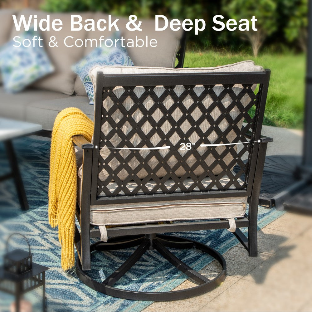 7-Seater Patio Metal Diamond Sofa with Ottomans