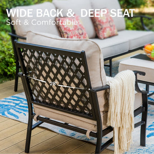 7-Seater Garden Metal Diamond Sofa with Ottomans