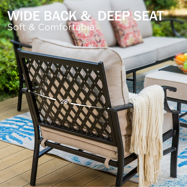 7-Seater Garden Metal Diamond Sofa with Ottomans