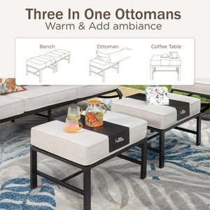 7-Seater Garden Metal Diamond Sofa with Ottomans