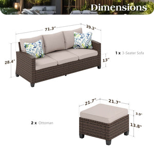All Weather Modular Rattan Garden Sofa Set with Cushions and Footstools