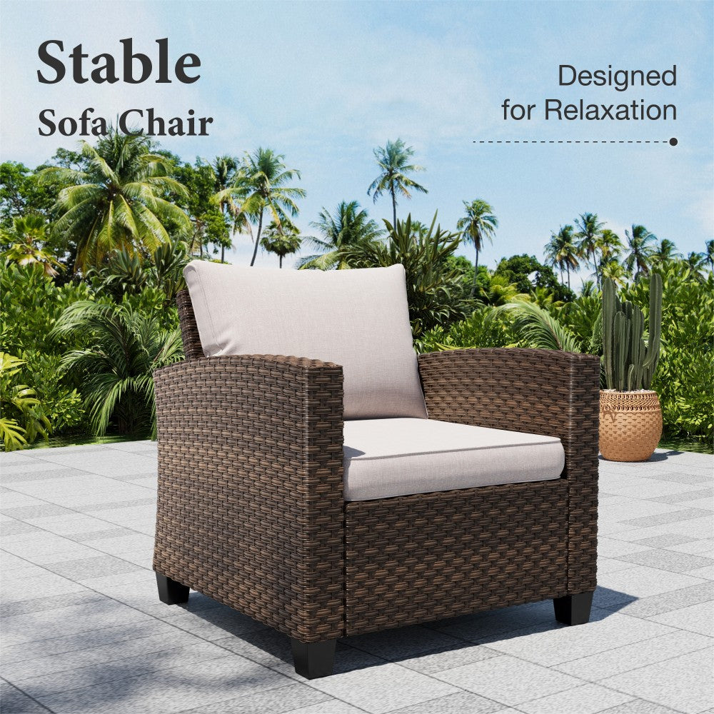All-Weather Wicker Patio Sectional Sofa Set with Cushions & Ottomans