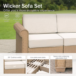 Corner Rattan Garden Sofa with Coffee Table
