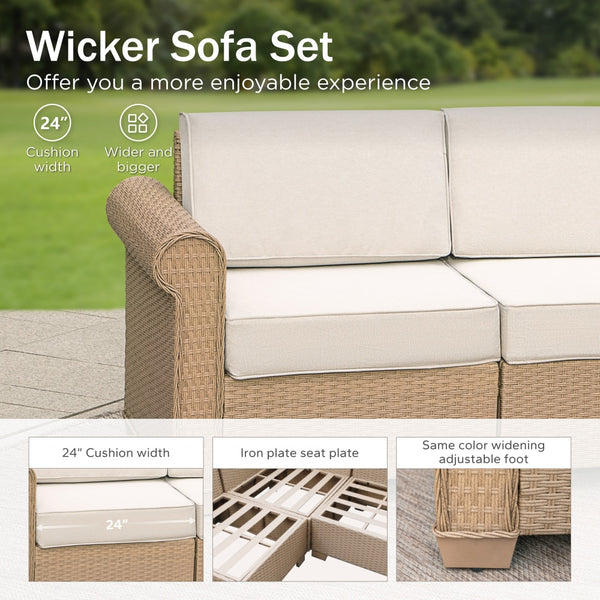 Corner Rattan Garden Sofa with Coffee Table