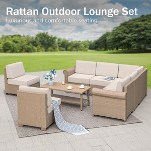 Corner Rattan Garden Sofa with Coffee Table
