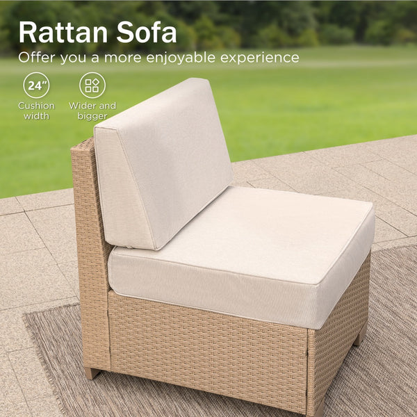 Corner Rattan Garden Sofa with Coffee Table