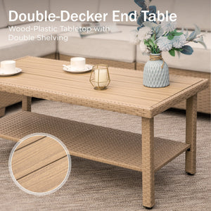 Corner Rattan Garden Sofa with Coffee Table