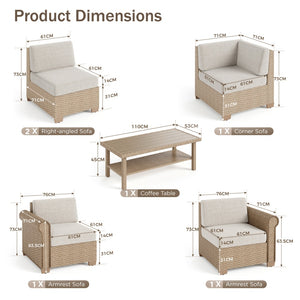 Corner Rattan Garden Sofa with Coffee Table
