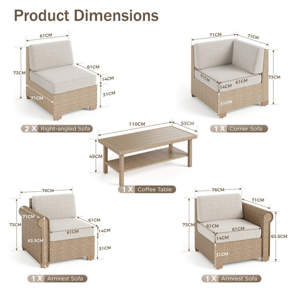 Corner Rattan Garden Sofa with Coffee Table