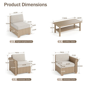 Corner Rattan Garden Sofa with Coffee Table