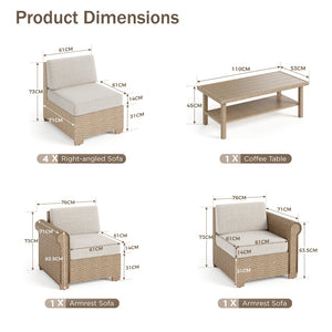 Corner Rattan Garden Sofa with Coffee Table