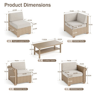 Corner Rattan Garden Sofa with Coffee Table