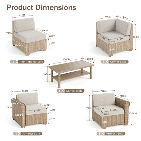 Corner Rattan Garden Sofa with Coffee Table
