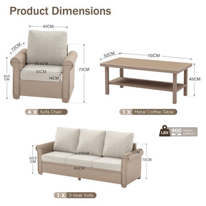 Classic Rattan Garden Sofa Set with Footstools