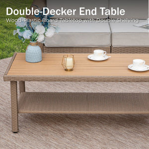 Classic Rattan Garden Sofa Set with Footstools