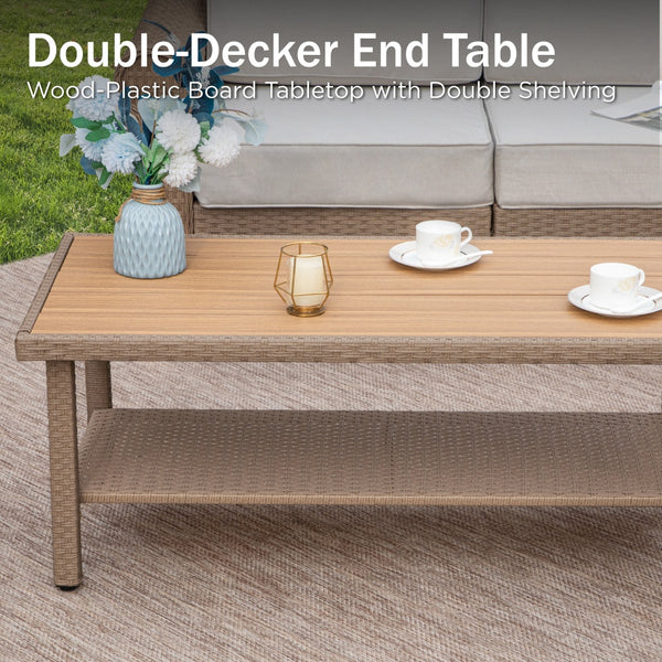Classic Rattan Garden Sofa Set with Footstools