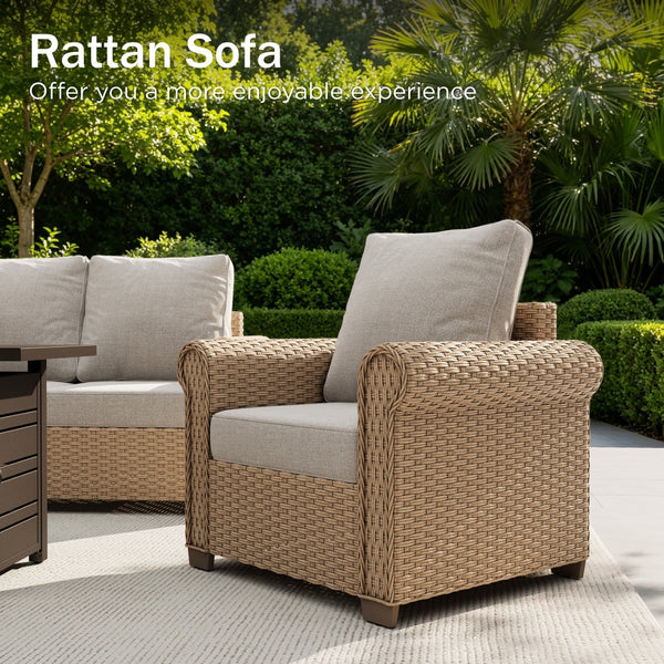 Classic Rattan Garden Sofa Set with Footstools