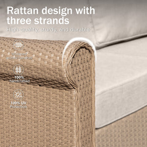 Classic Rattan Garden Sofa Set with Footstools