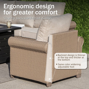 Classic Rattan Garden Sofa Set with Footstools