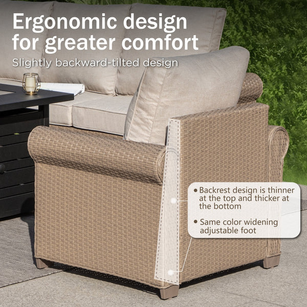 Classic Rattan Garden Sofa Set with Footstools