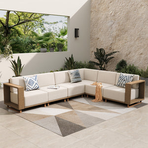 Catalina 6-Seater Modern Patio Sectional Rattan Sofa Set