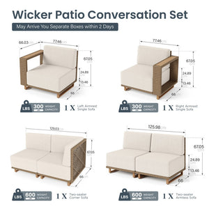 Catalina 6-Seater Modern Patio Sectional Rattan Sofa Set