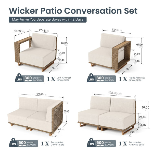 Catalina 6-Seater Modern Patio Sectional Rattan Sofa Set