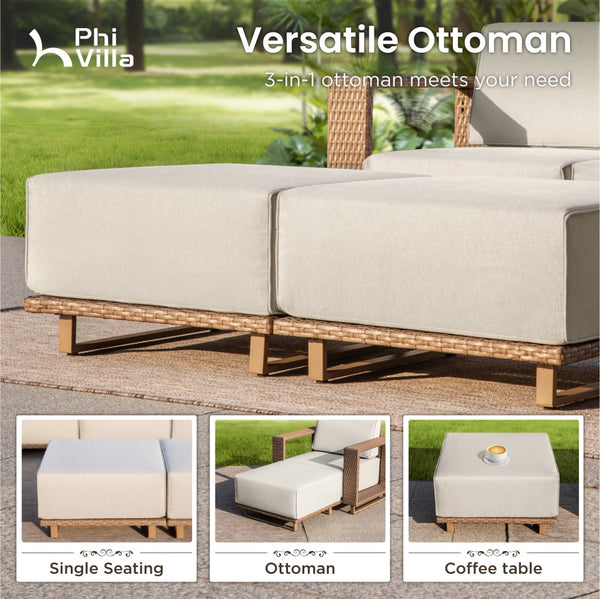 Catalina 6-Seater Modern Patio Sectional Rattan Sofa Set
