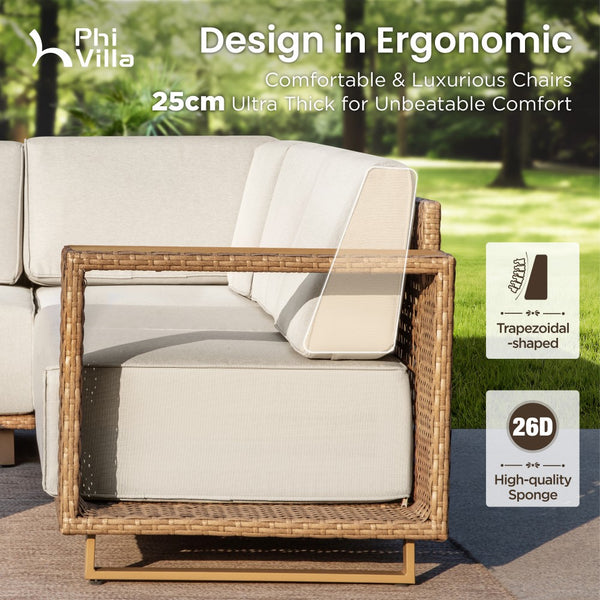 Catalina 6-Seater Modern Patio Sectional Rattan Sofa Set