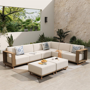 Catalina 6-Seater Modern Patio Sectional Rattan Sofa Set