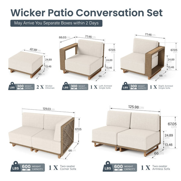 Catalina 6-Seater Modern Patio Sectional Rattan Sofa Set