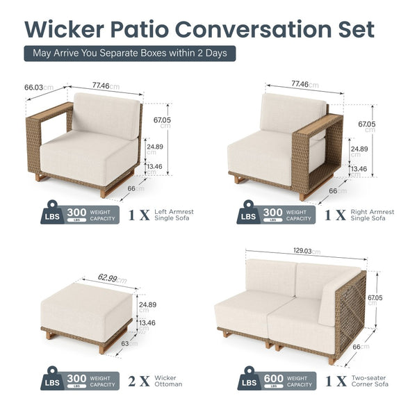 Catalina 6-Seater Modern Patio Sectional Rattan Sofa Set